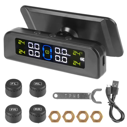 Tire Pressure Monitoring System Temperature Warning New C External Battery Version Sensors Solar TPMS Car Tyre Pressure Monitor