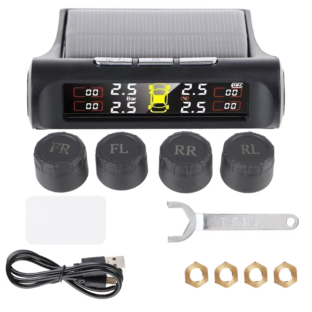 Tire Pressure Monitoring System Temperature Warning New C External Battery Version Sensors Solar TPMS Car Tyre Pressure Monitor