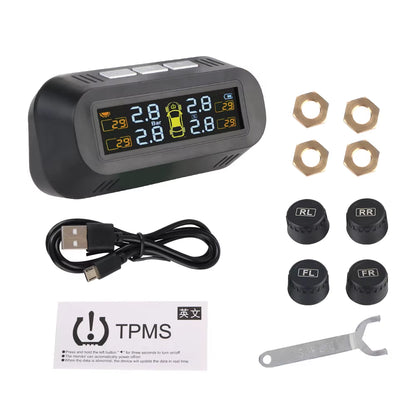 Tire Pressure Monitoring System Temperature Warning New C External Battery Version Sensors Solar TPMS Car Tyre Pressure Monitor