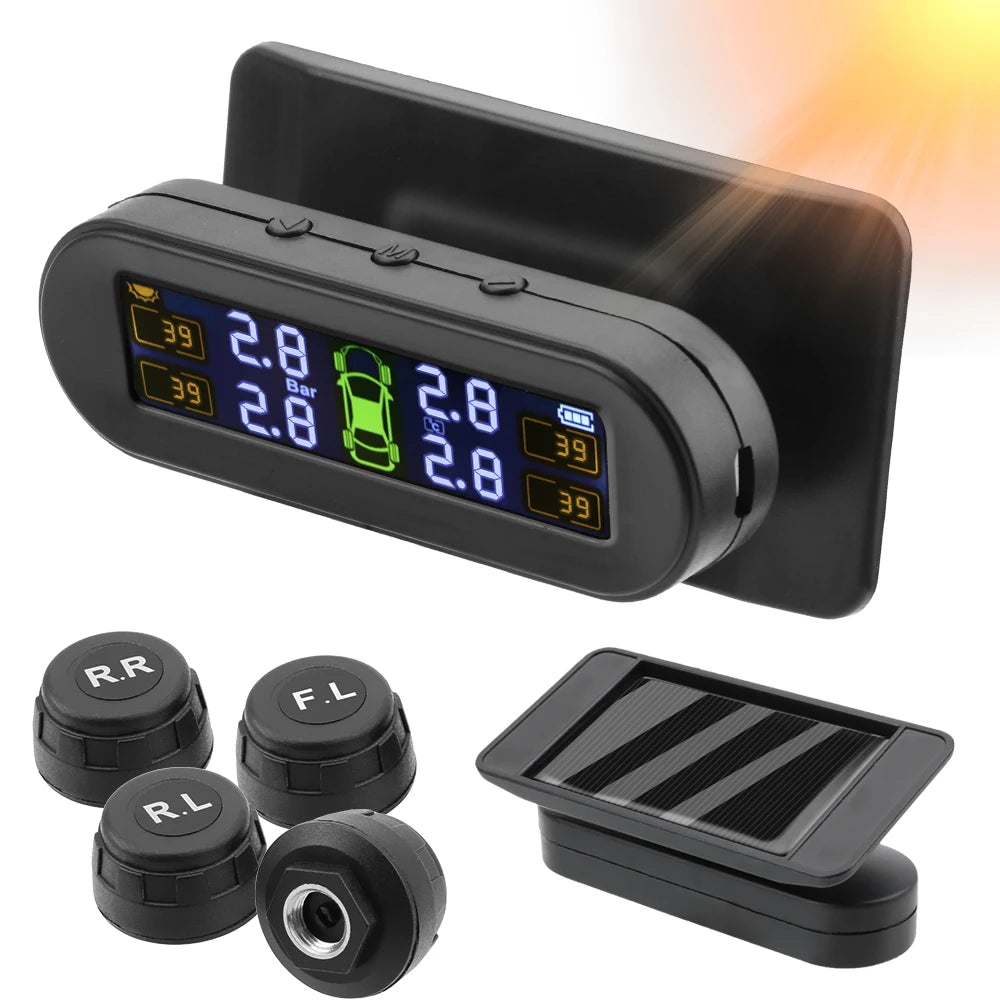 Tire Pressure Monitoring System Temperature Warning New C External Battery Version Sensors Solar TPMS Car Tyre Pressure Monitor